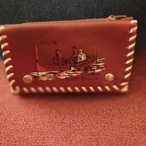 Red Leather Malta Coin Purse